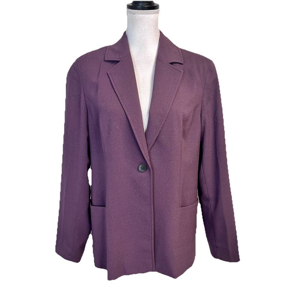 Coldwater Creek Blazer Jacket size 12 Purple Eggplant Crepe Career Business